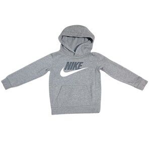 NIKE Sportswear Club Fleece Pull Over Hoodie Grey w/ White & Blk Logo Toddler 3T